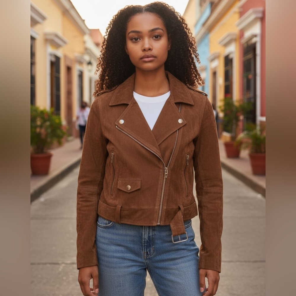 BlankNYC Authentic Suede Tan Biker Jacket